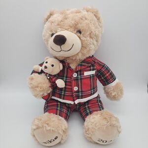 Belkie Bear 2021 Christmas Teddy Tartan Plush 12" Stuffed Animal Holding Baby